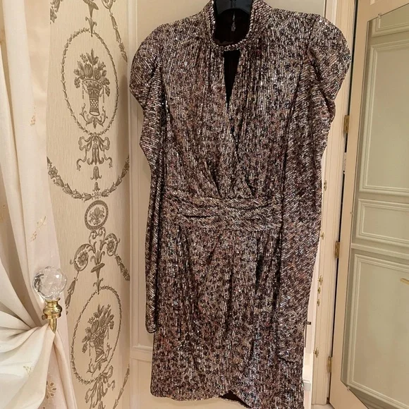 Jonathan Simkhai Mallory Sequined Long PuffSleeve Mini Dress Size 4